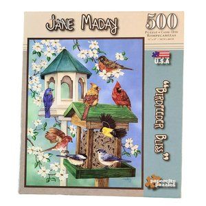Jane Maday 500 Pc Puzzles Bird Feeder Bliss Birdhouses Nature Birds Watching